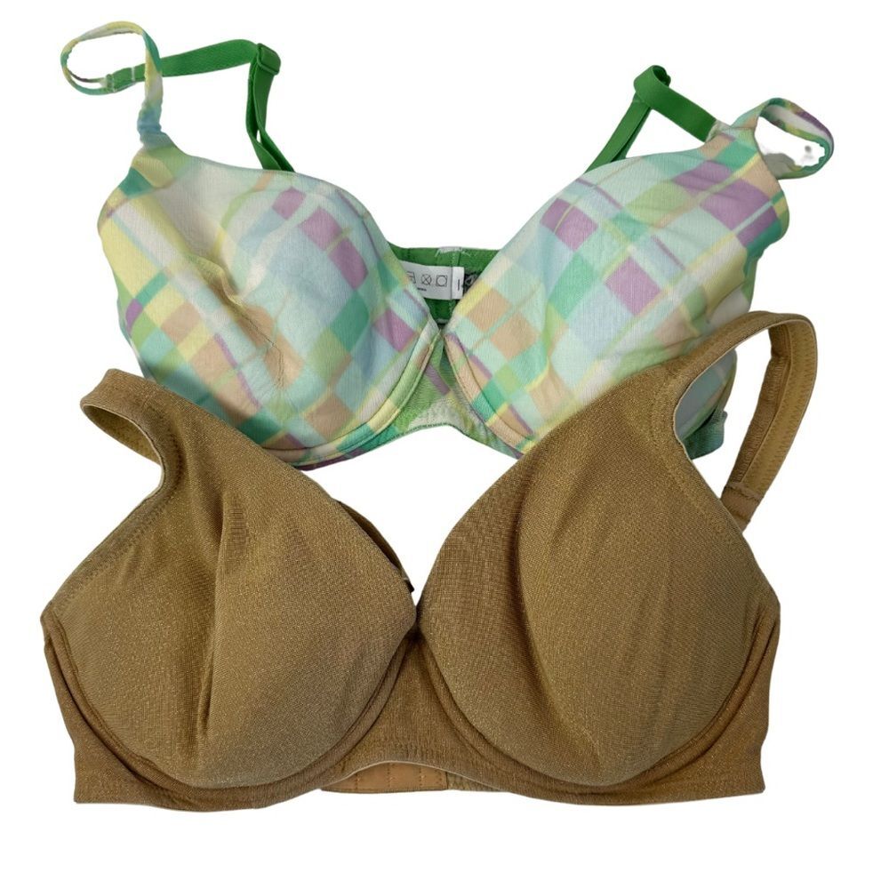 Set of 2 Body by Victoria Victoria's Secret Bras Gold Green Purple Bra Size 34D